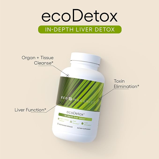 EcoNugenics ecoDetox Supplement for Liver Detox B12, Magnesium 90 Capsules