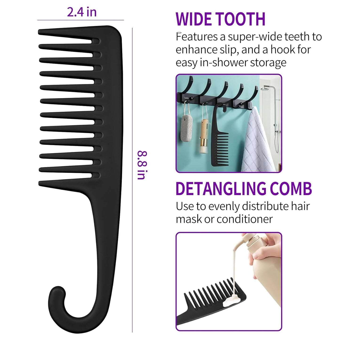 Hair Brush set for Curly, Detangling Hair Brush for Afro America/African Hair Textured 3a to 4c, Detangler Brush for Women Men Kids Styling Defining (Purple)