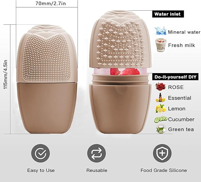 KOGITI Face Ice Roller & Mold - Beauty Facial Massage Tool for Puffiness Relief, Ice Cube Holder