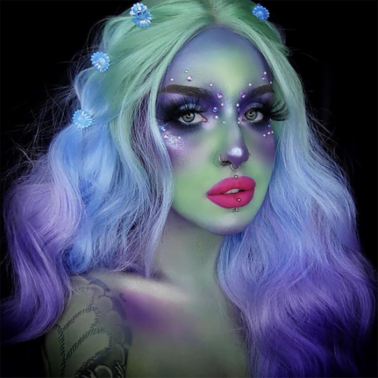 Mysense Pastel Green Face Body Hair Paint Stick,Water Based Washable Temporary Hair Color,Non-toxic Cream Body Paint Foundation for Adults and Kids Halloween Cosplay Makeup,0.5oz