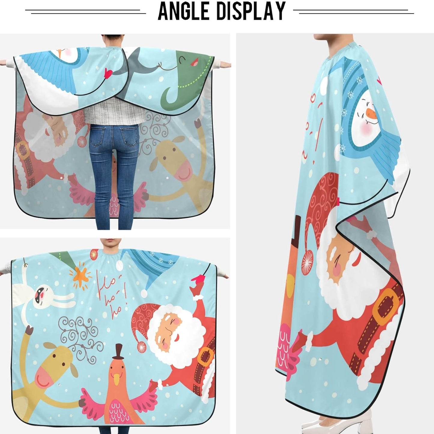 visesunny Barber Cape Christmas Roundelay Polyester Hair Cutting Salon Cape Apron Anti-Static Haircut Water-Resistant Shaving Cloth Beard Shaving Bib Hairdressing Cape