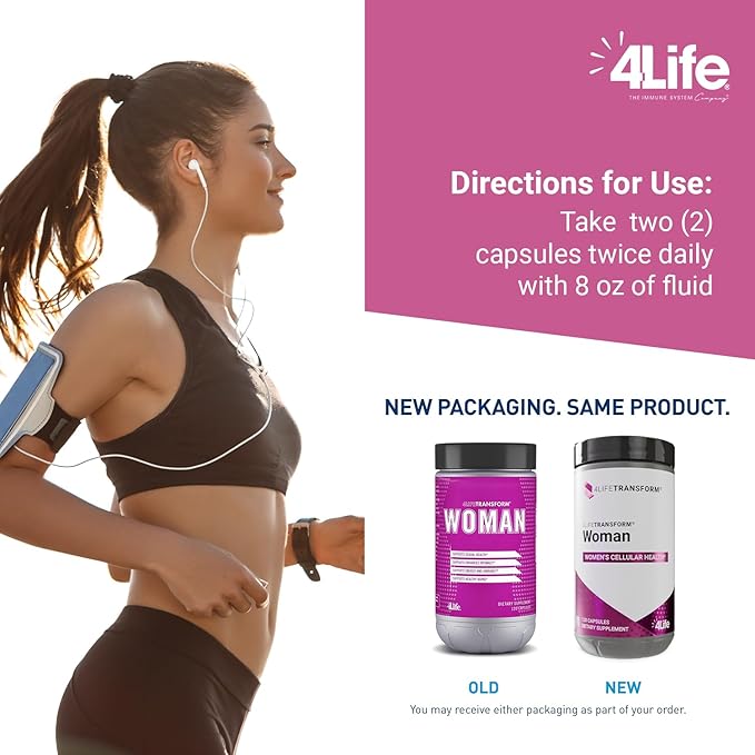 4LifeTransform Woman – Cellular Aging & Wellness Supplement for Women - Velvet Bean & Evening Primrose Extracts - Supports Healthy Skin & Nitric Oxide Production - 120 Capsules