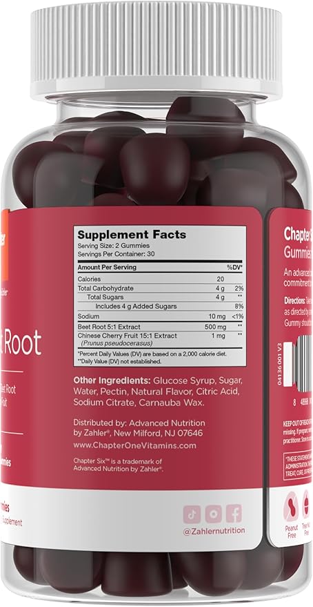 Zahler Beet Root Gummies with Cherry Fruit Extract - 500mg Beet Gummies for Adults - Dark Cherry Flavor - Supports Blood & Nitric Oxide Flow - Vegetarian Kosher Non GMO Beetroot Gummies - 60 Count