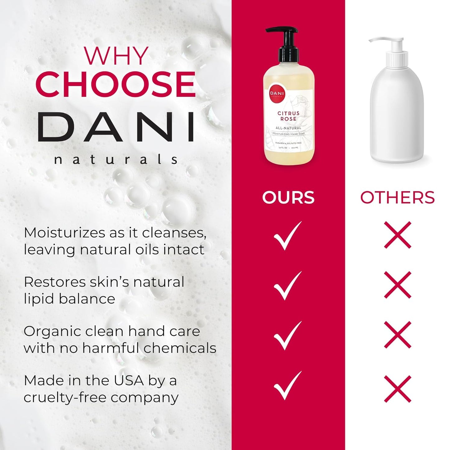 DANI Naturals Moisturizing Hand Soap – Citrus Rose Scent, Hydrating, Sulfate-Free & Paraben-Free, 12 Oz Bottle with Pump, Gentle Cleansing for Dry Skin