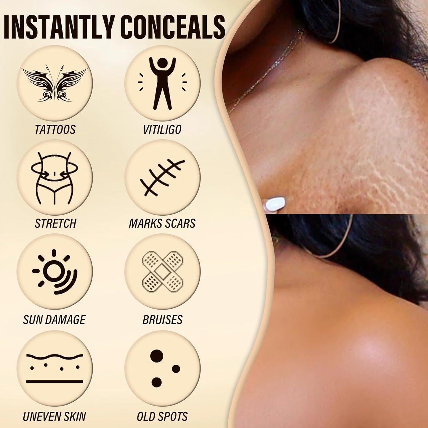 Legs Makeup Waterproof with Brush,No Transfer Body Concealer,Tattoo Cover Up Makeup Waterproof,Long Last Body Foundation for All Skin Tones,100ML (Bronze)