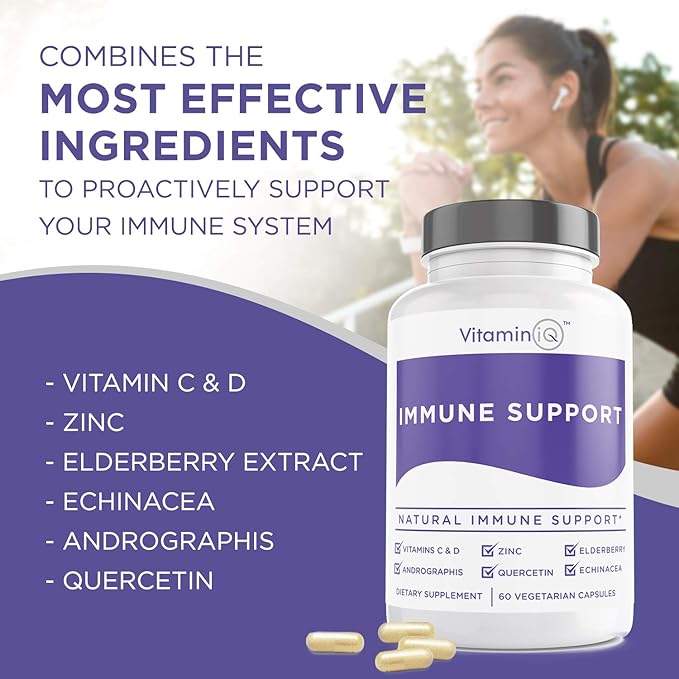 Immune Support Supplement with Vitamin C D3, Glutathione, (60ct) VitaminIQ