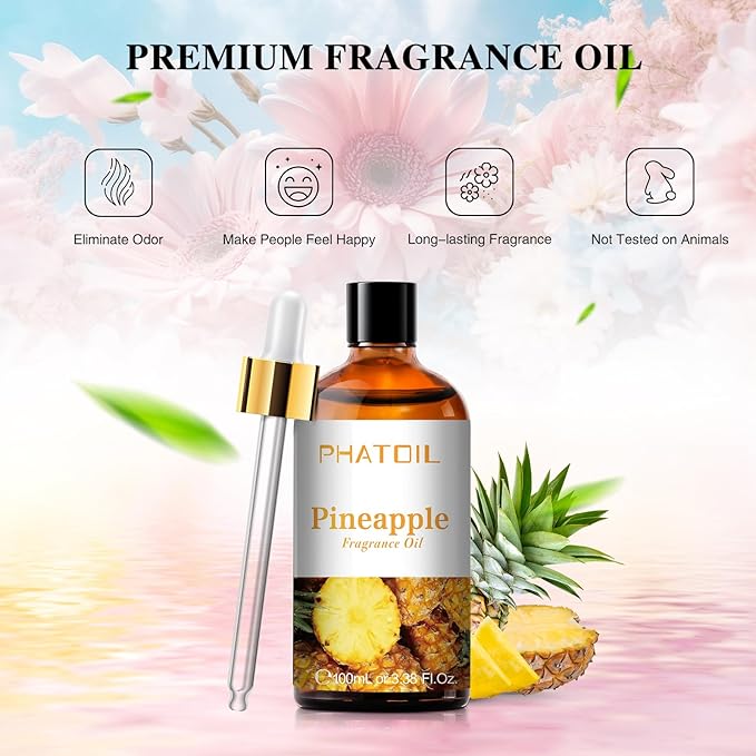 3.38FL.OZ Pineapple Fragrance Oils for Aromatherapy, Essential Oils for Diffusers for Home, Perfect for Diffuser, Yoga, Skin Care, DIY Candle and Soap Making - 100ml