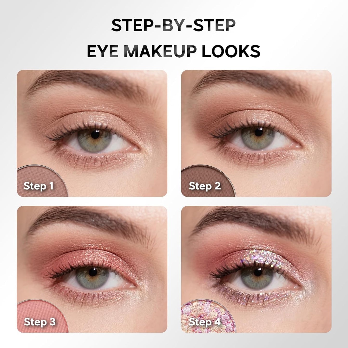 Color Nymph Eyeshadow Palette, Pink Eye Makeup Pallet with Matte & Holographic Glitter Multichrome Eyeshadow, Travel-Friendly Compact with Mirror & Brush, High-Pigment & Long-Lasting (Pink & Neutral)