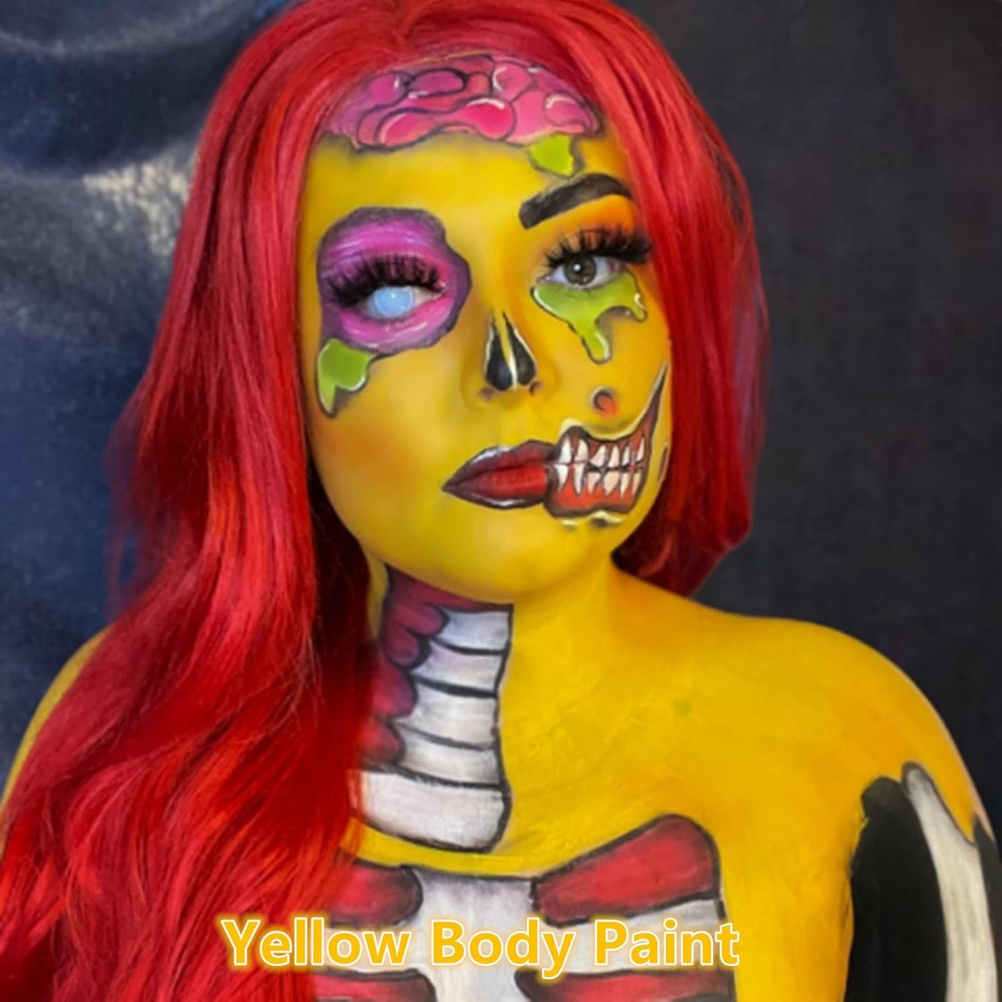 Go Ho Cream-Blendable Yellow Face Paint Stick (1.06 oz),Full-coverage Body Paint for Adults Children Halloween Cosplay SFX Makeup,Waterproof Yellow Eye Black Stick