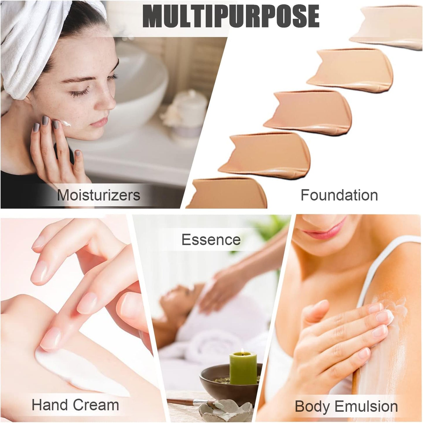 8 Pack 5ml/0.17oz Plastic Airless Pump Bottle Portable Lotion Container Refillable Cream Jar Vacuum Pump Press Dispenser for Travel Cosmetic Emulsion Liquid Foundation Shampoo Toiletries Sample