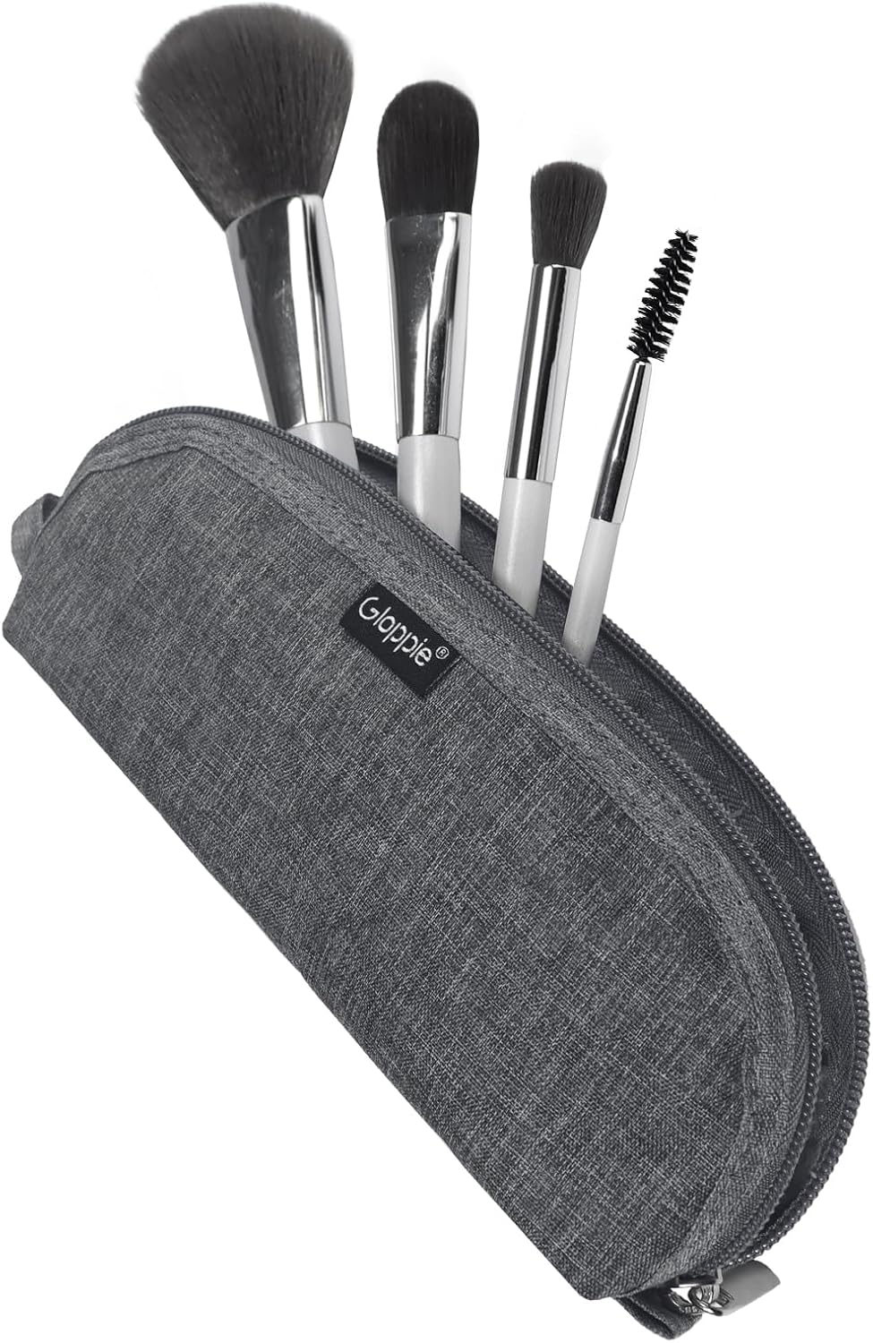 Gloppie Portable Makeup Brush Bag - Compact and Durable Small Cosmetic Case for Daily and Travel Use, Grey