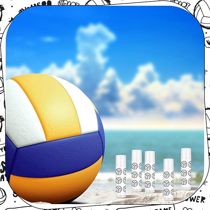 24 Pcs Lip Balm Team Gifts Party Favors - Volleyball Lip Balm Gift for Team Party Guest Supplies (White)
