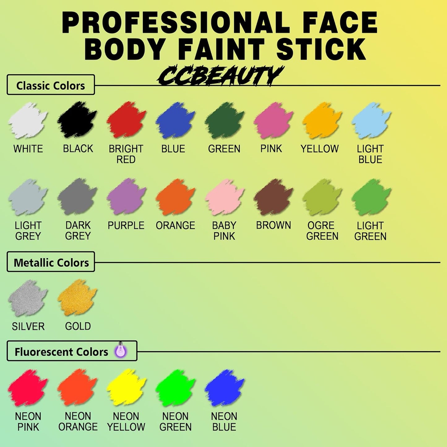 CCbeauty Gold Face Paint Stick, Metallic Face Painting Kit, Full Coverage SFX Makeup Foundation, Professional Non-Toxic Body Paint for Halloween Costume Party, For Wonder Women, Iron Man Makeup