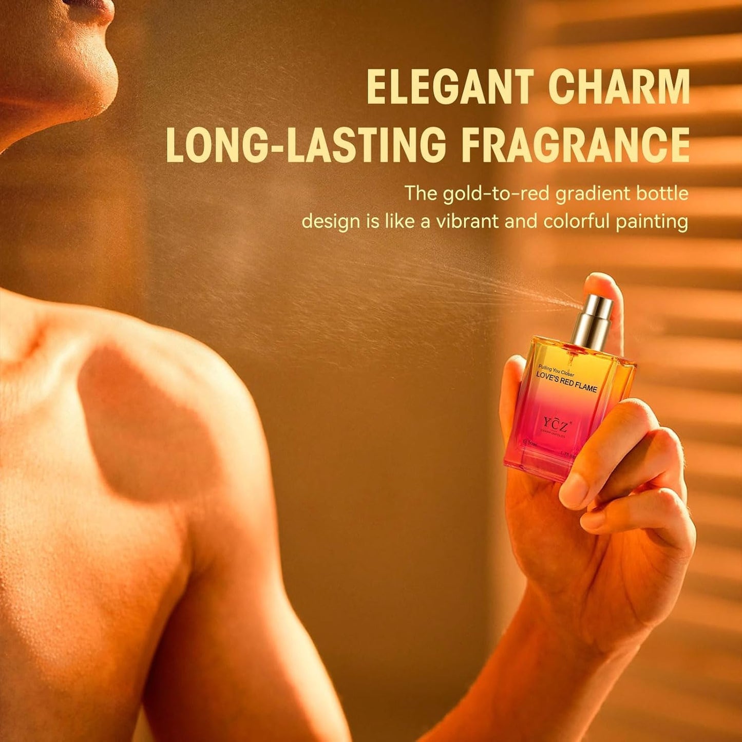 Ycz LOVE'S RED FLAME Eau de Parfum Spray, Long-Lasting Fragrance for Men, Daily Use Men's Casual Cologne, A Signature Scent Great Holiday Gift A Gift for Any Occasion,50 ml (1.65 fl. Oz)