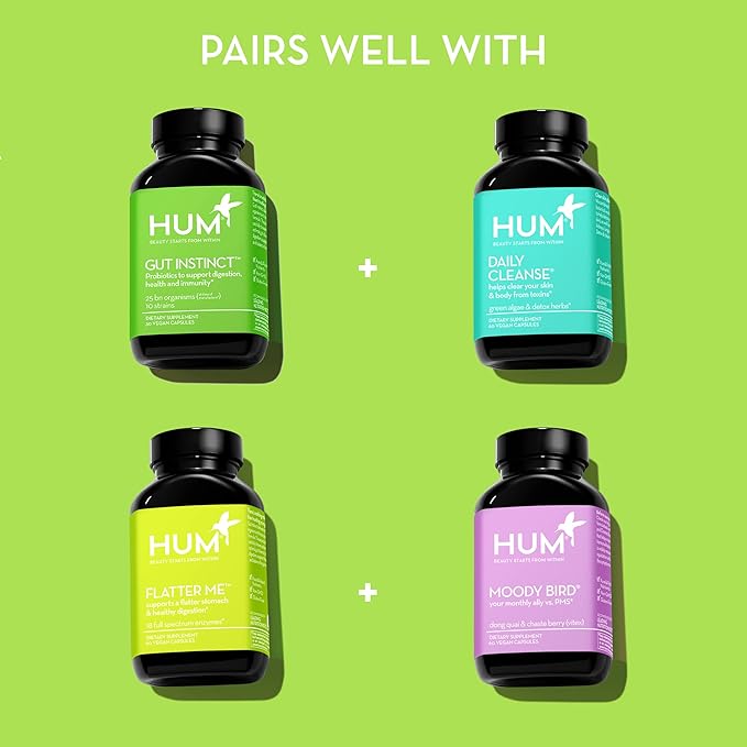 HUM Gut Instinct, Daily Probiotics for Digestive Health for Women and Men - Lactobacillus + Bifidobacterium Strains for Bloating, Immune Support + Healthy Gut Diversity (90-Count)