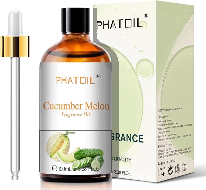 3.38FL.OZ Cucumber Melon Fragrance Oils for Aromatherapy, Essential Oils for Diffusers for Home, Perfect for Diffuser, Yoga, Skin Care, DIY Candle and Soap Making - 100ml