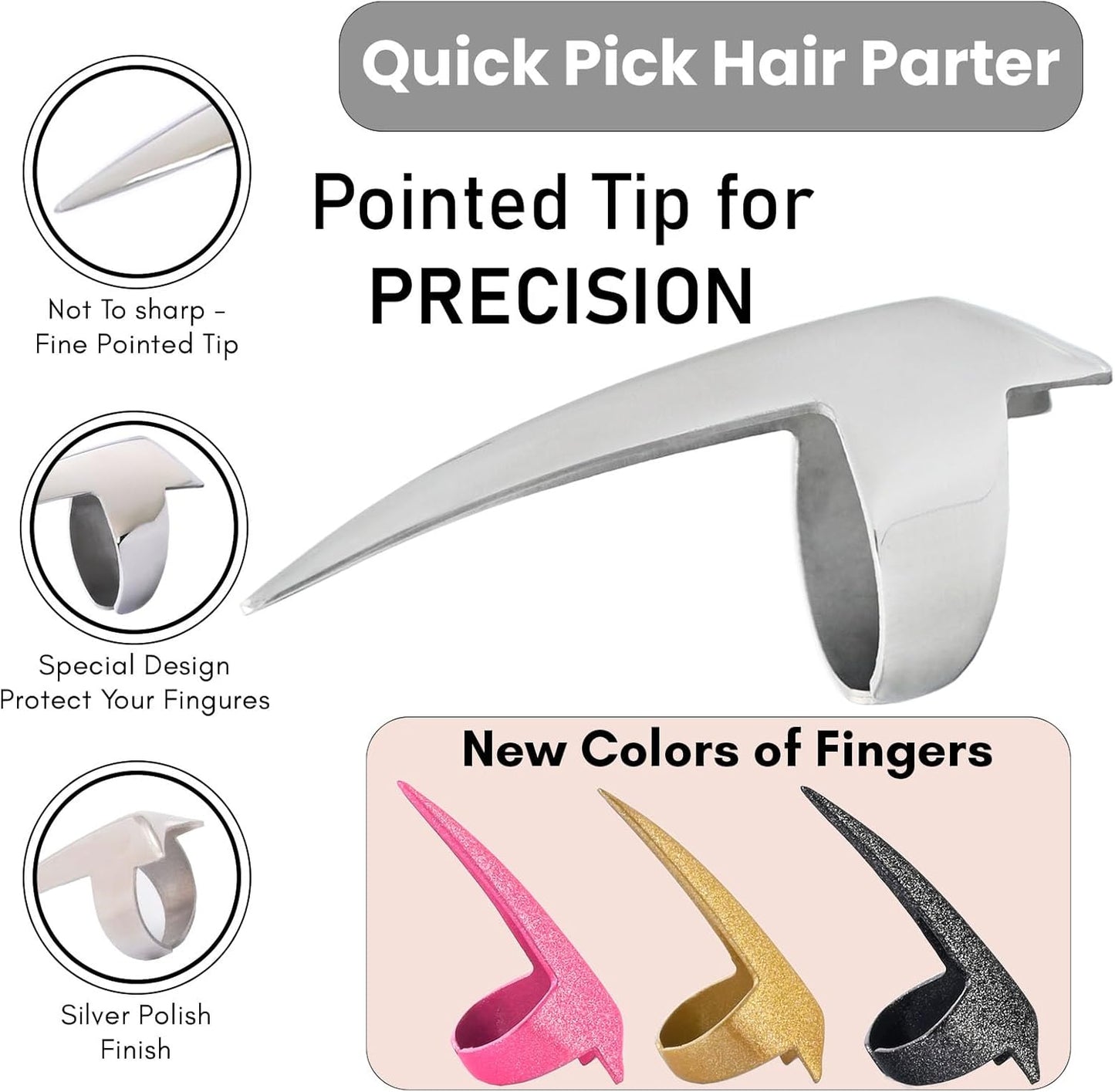 Stainless Steel Stitch Braid Tool & Ring - Quick Hair Parting for Durable Dreadlocks, Wig & Human Hair Extensions Braiding (Silver)