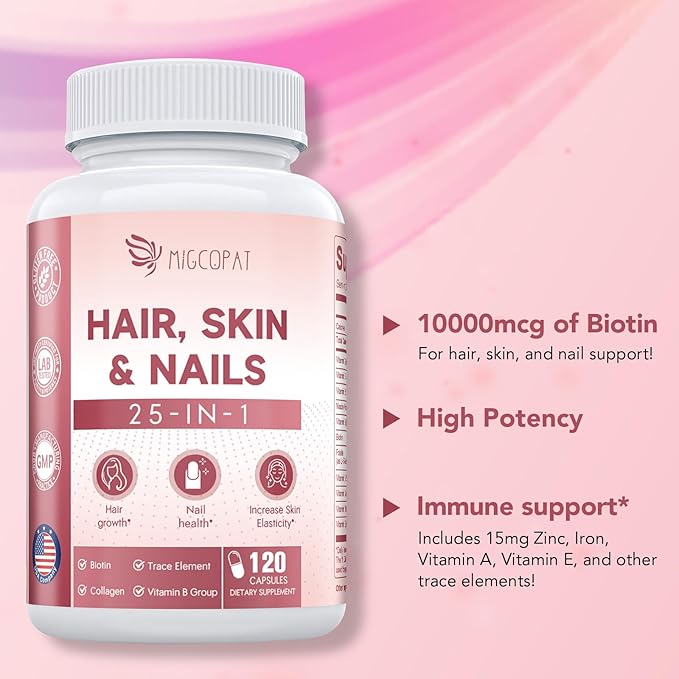 Hair Skin and Nails Vitamins & Brain Supplements for Memory & Focus