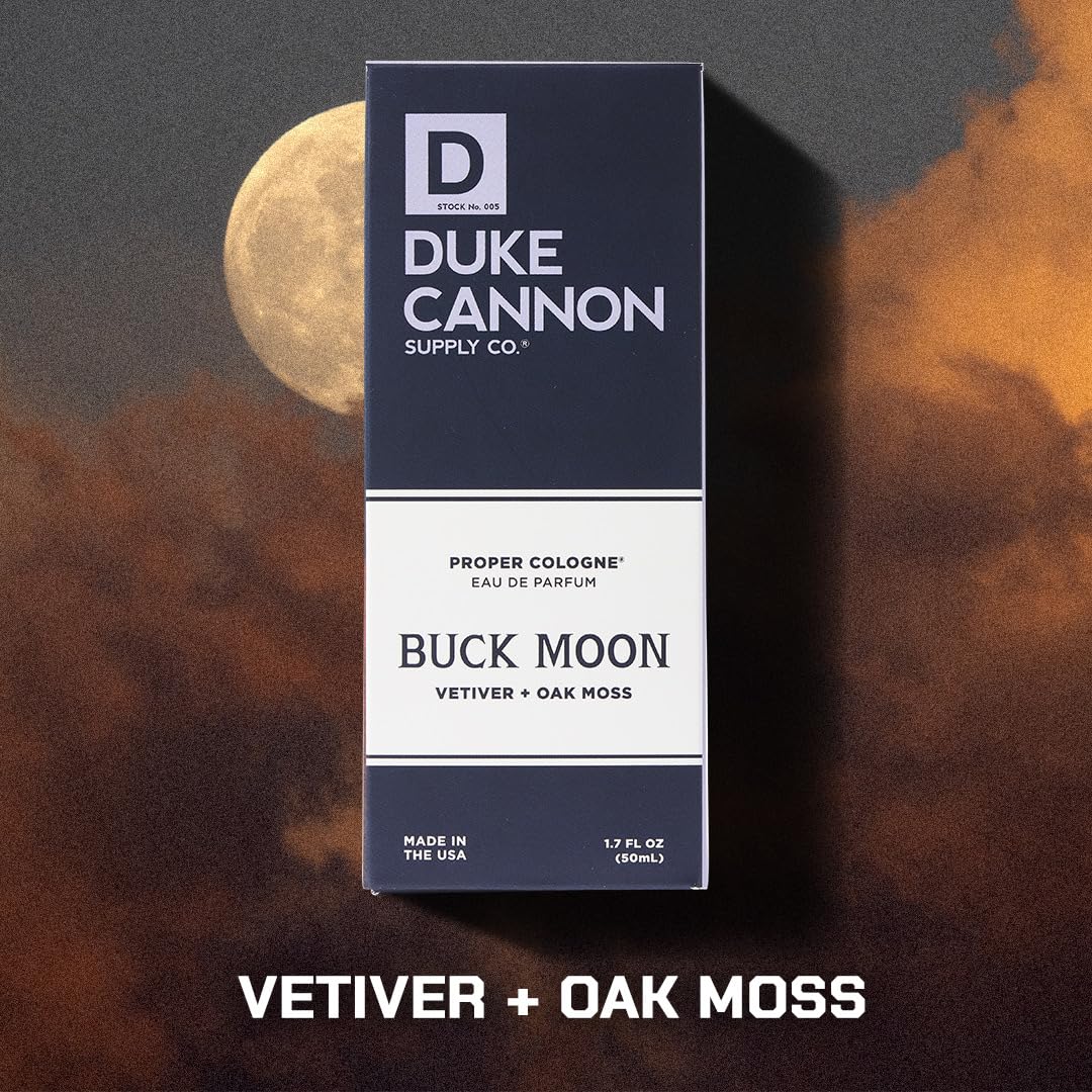 Duke Cannon Proper Cologne Buck Moon | Men's Eau de Parfum | Lime and Vetiver | Warm, Earthy, Long-Lasting Scent | 1.7 fl oz