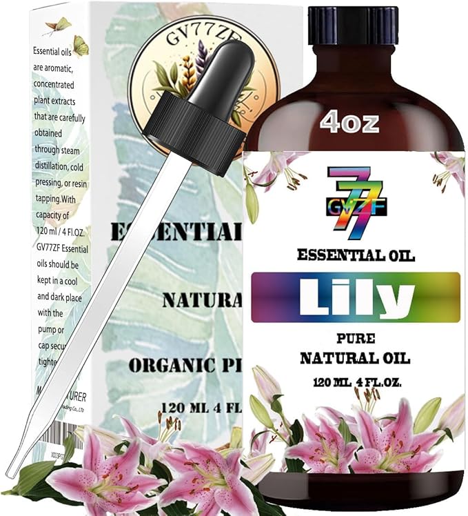 Lily Essential Oil (4 oz) β 100% Pure Fragrance Oil for Diffusers, Humidifiers, Aromatherapy, Relaxation, Bath, Massage, Candles, Soap Making, DIY, Home Cleaning, Gifts β Gentle Floral Fragrance
