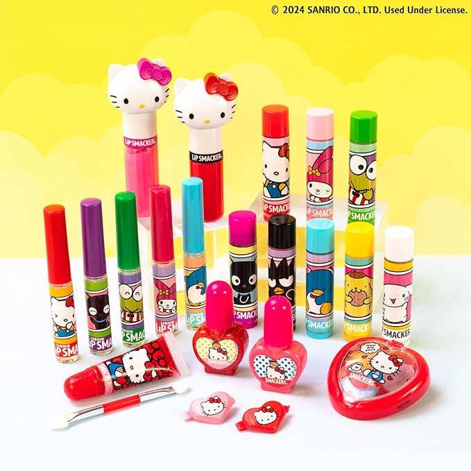 Lip Smacker Sanrio Hello Kitty and Friends 8-Piece Flavored Lip Balm, My Melody, Little Twin Stars, and Chococat, Hydrating & Protecting - Cruelty-Free