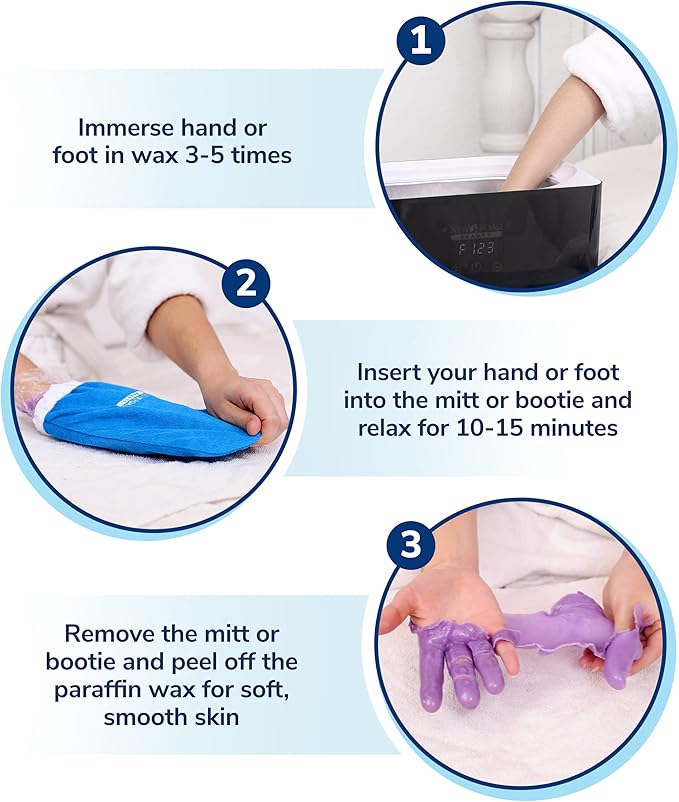 Paraffin Wax Mitts for Hand and Foot, Thick Heat Therapy Insulated Terry Cloth for Paraffin Treatments, Use for Pedicure Foot Spa - Blue