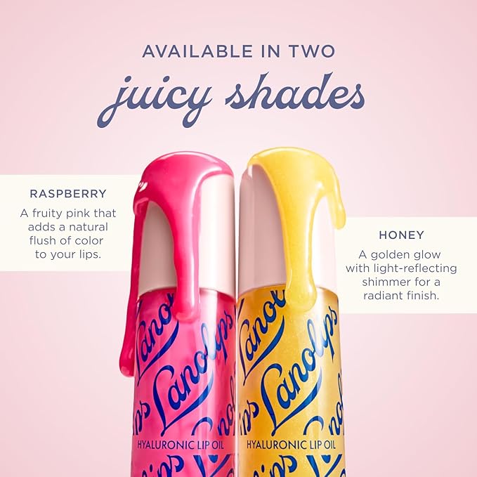 Lanolips Hydrating Lip Oil - Plumping Lip Gloss Infused with Lanolin Oil, Hyaluronic Acid & Vitamin E - Non-Sticky, Glossy Finish Beauty Products - Raspberry (0.2 Fl oz)
