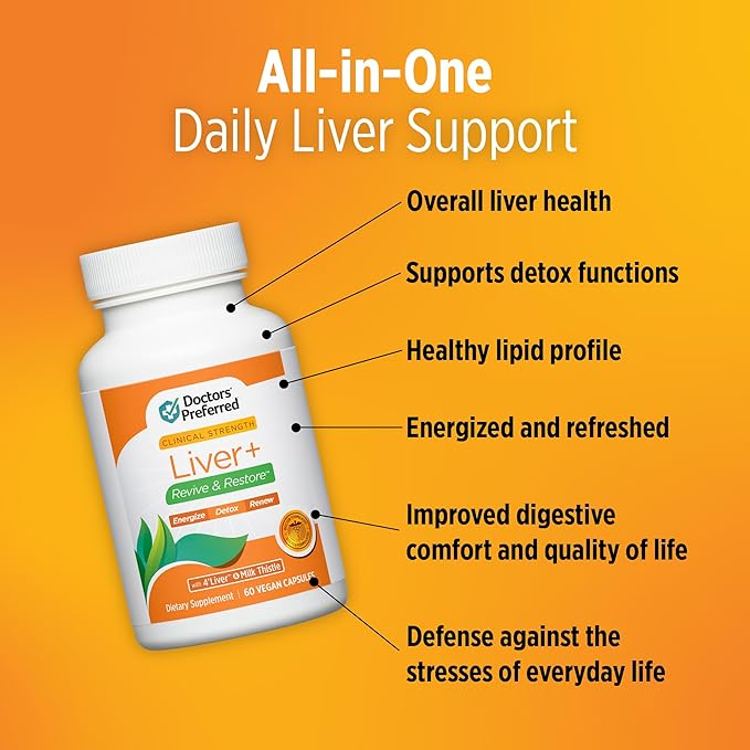 DOCTORS' PREFERRED Liver+ Revive & Restore 10-in-1 Formula 4’Liver and 60 Capsules