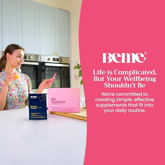 BeMe BeRadiant Peach & BeZen Bundle - Liquid Collagen & Magnesium Glycinate L-Theanine Supplements