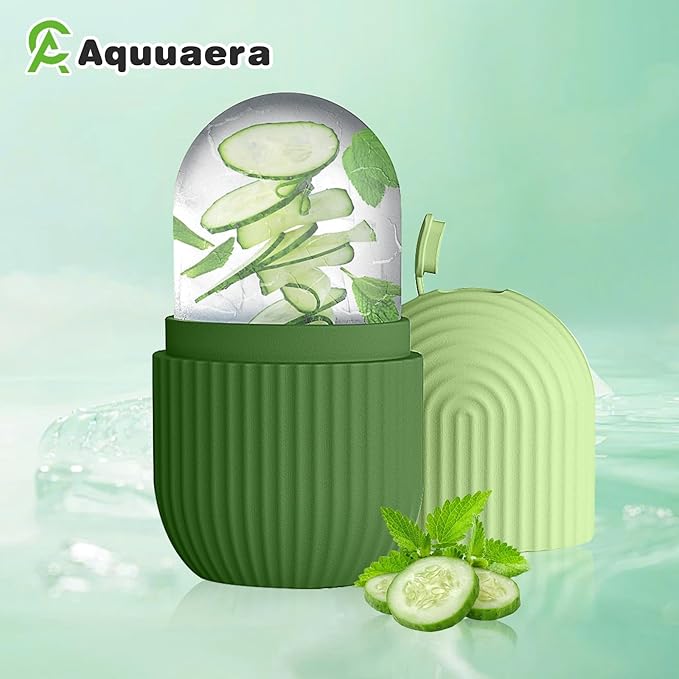 Ice Roller for Face and Eye,Ice Cube Roller Massager for Skin Women Care Tools, Naturally Conditioning De-Puff Eye Bags, Reduce Migraine Pain, Reusable Massage Silicone Ice Mold (Green)