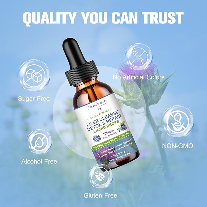 Liver Health Support Liquid-Liver Cleanse Detox 1000mg Milk 500mg Artichoke 17x Potent 2Fl Oz
