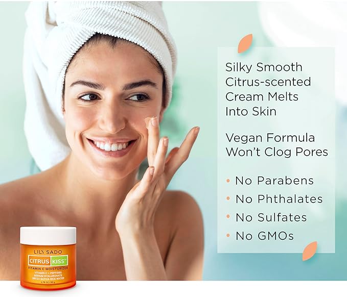 LILY SADO CITRUS KISSโข Vitamin C Moisturizer - Anti-Wrinkle Natural Vegan Daily Face Moisturizing Lotion - Hydrates, Softens, Firms & Tones for Healthy, Glowing & Radiant Skin. For Women & Men