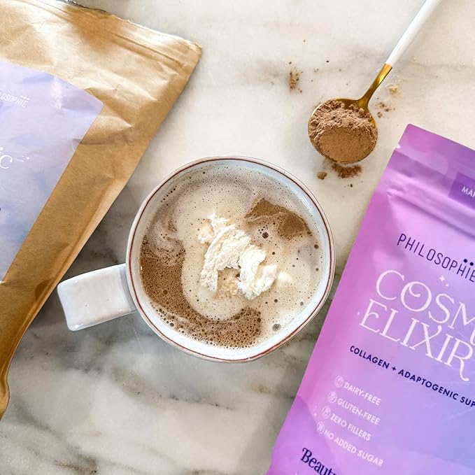 Philosophie Cosmic Elixir Collagen Superfood Blend with Adaptogens – Organic & Unsweetened Powder for Gut Health, Hormone Balance, Joint Support & Skin Vitality – 32 Servings