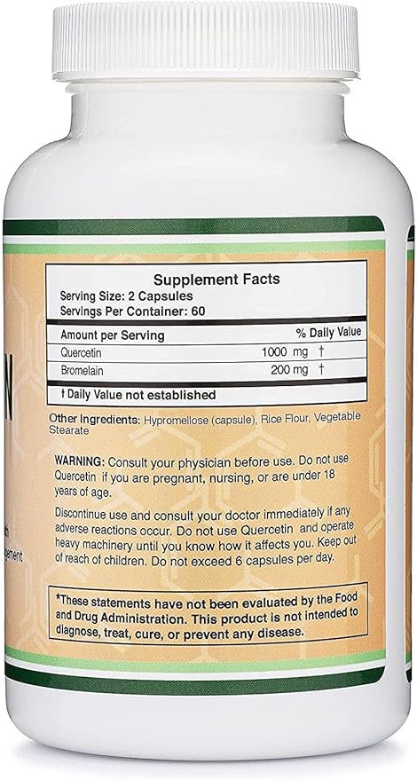 Quercetin with Bromelain - 120 Count (1,200mg Servings) Immune Health Capsules - Supports Healthy Immune Functions in Men and Women (Vegan Safe, Third Party Tested, Gluten Free) by Double Wood