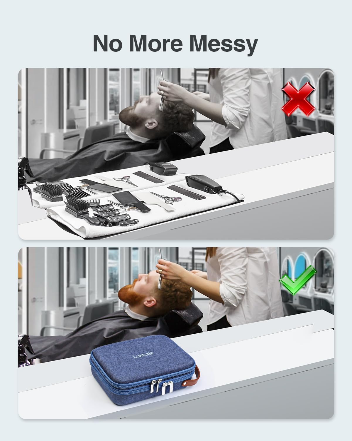 Luxtude Hair Clipper Case Travel, Portable Barber Cases, Hard Barbers Bags for Clippers and Supplies, Sturdy Trimmer Bag, Barbers Accessories for Wahl/Hatteker/Oneisal/Andis Grooming (Case Only, Blue)