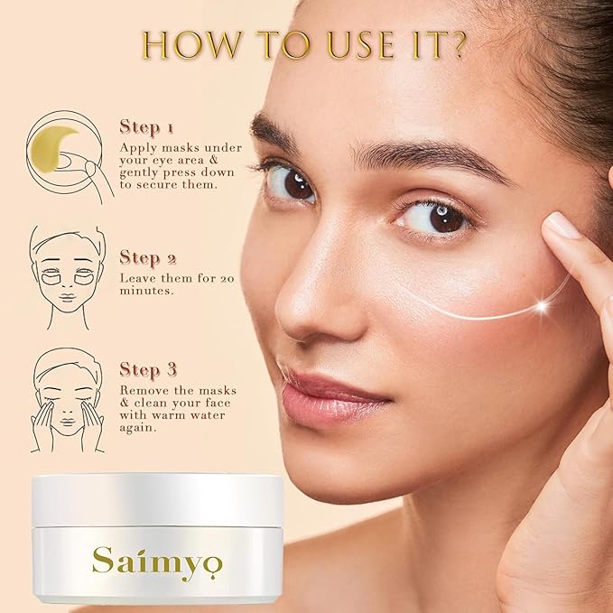 24K GOLD Eye Maskโ 60 Pcs - Gold Under Eye Mask Retinol & Collagen - Puffy Eyes and Dark Circles Treatments โ Look Younger and Reduce Wrinkles and Fine Lines Undereye, Improve and Firm eye Skin