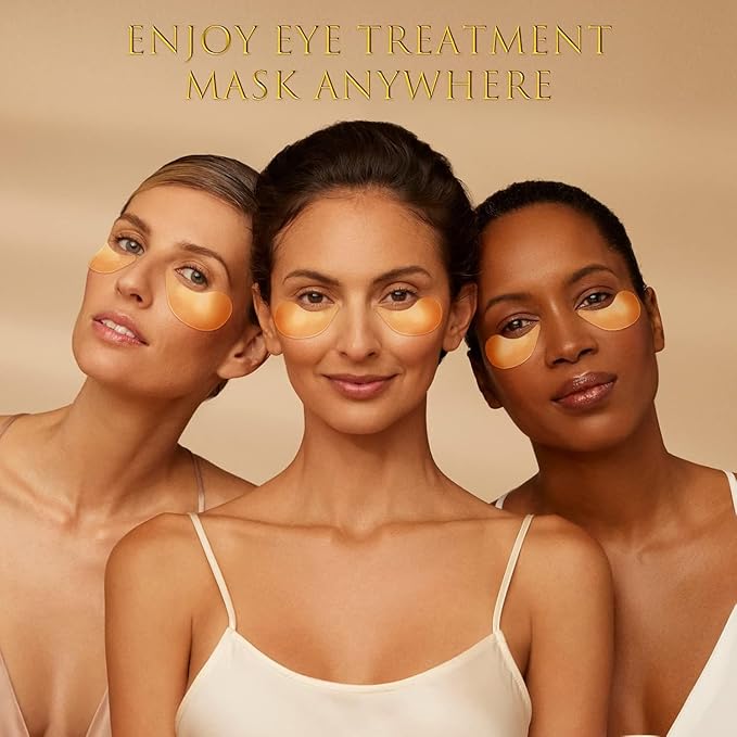 24K GOLD Eye Maskโ 60 Pcs - Gold Under Eye Mask Retinol & Collagen - Puffy Eyes and Dark Circles Treatments โ Look Younger and Reduce Wrinkles and Fine Lines Undereye, Improve and Firm eye Skin