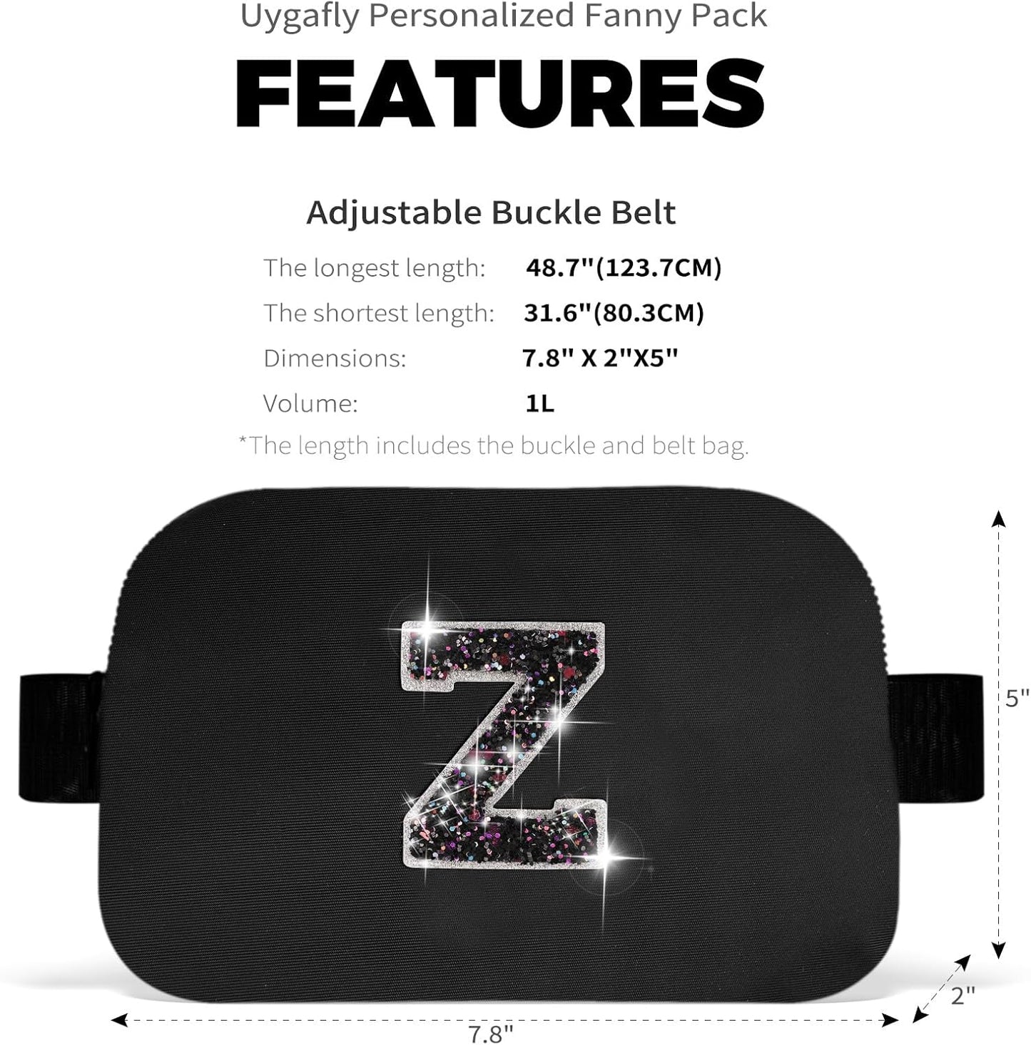 Gifts for Girls & Kids - Birthday Gifts for Daughter & Sister, Essentials for Her, Travel Essentials, Cute Teen Trendy Stuff Waist Packs Belt Bag Crossbody Bag | Black, Initial Z