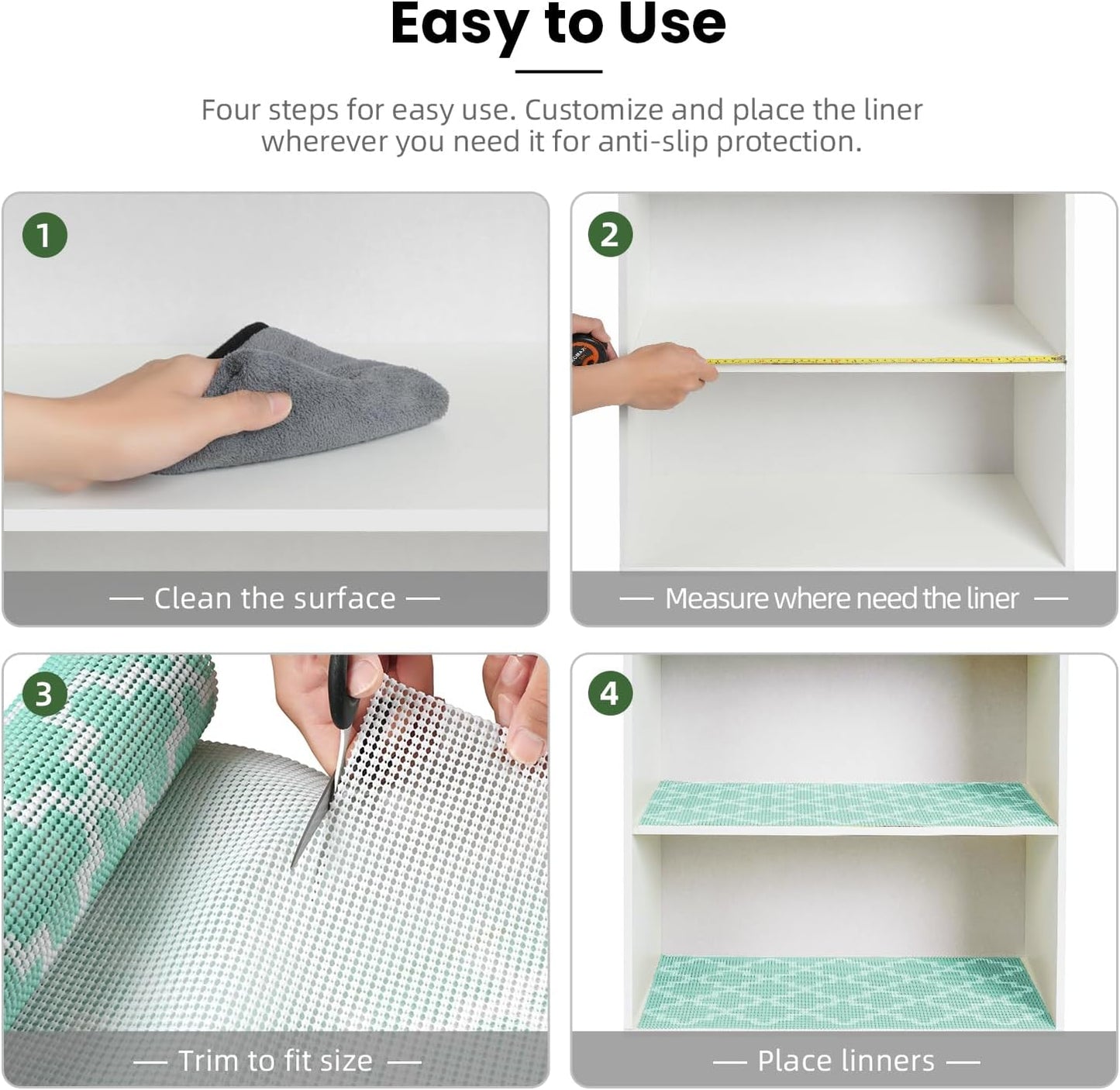 BAGAIL Drawer and Shelf Liner, 17.5 in X 10 Ft Non-Adhesive Shelf Liners for Kitchen Cabinets, Thick Strong Grip Liners for Desk, Shelves, Bathroom Drawers, Cabinet Protection - BlueQuatrefoil