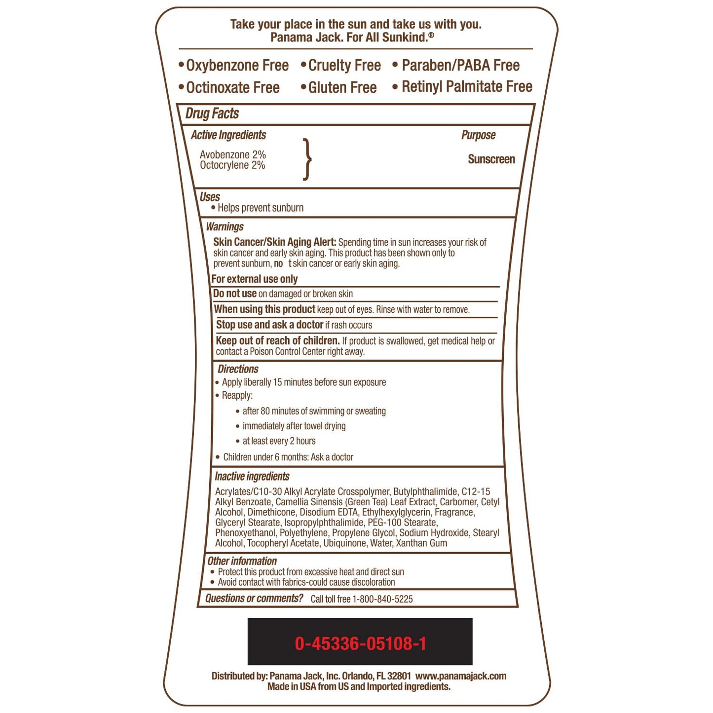 Panama Jack Sunscreen Tanning Lotion - SPF 8, PABA, Paraben, Gluten & Cruelty Free, Antioxidant Moisturizing Formula, Water Resistant (80 Minutes), 6 FL OZ