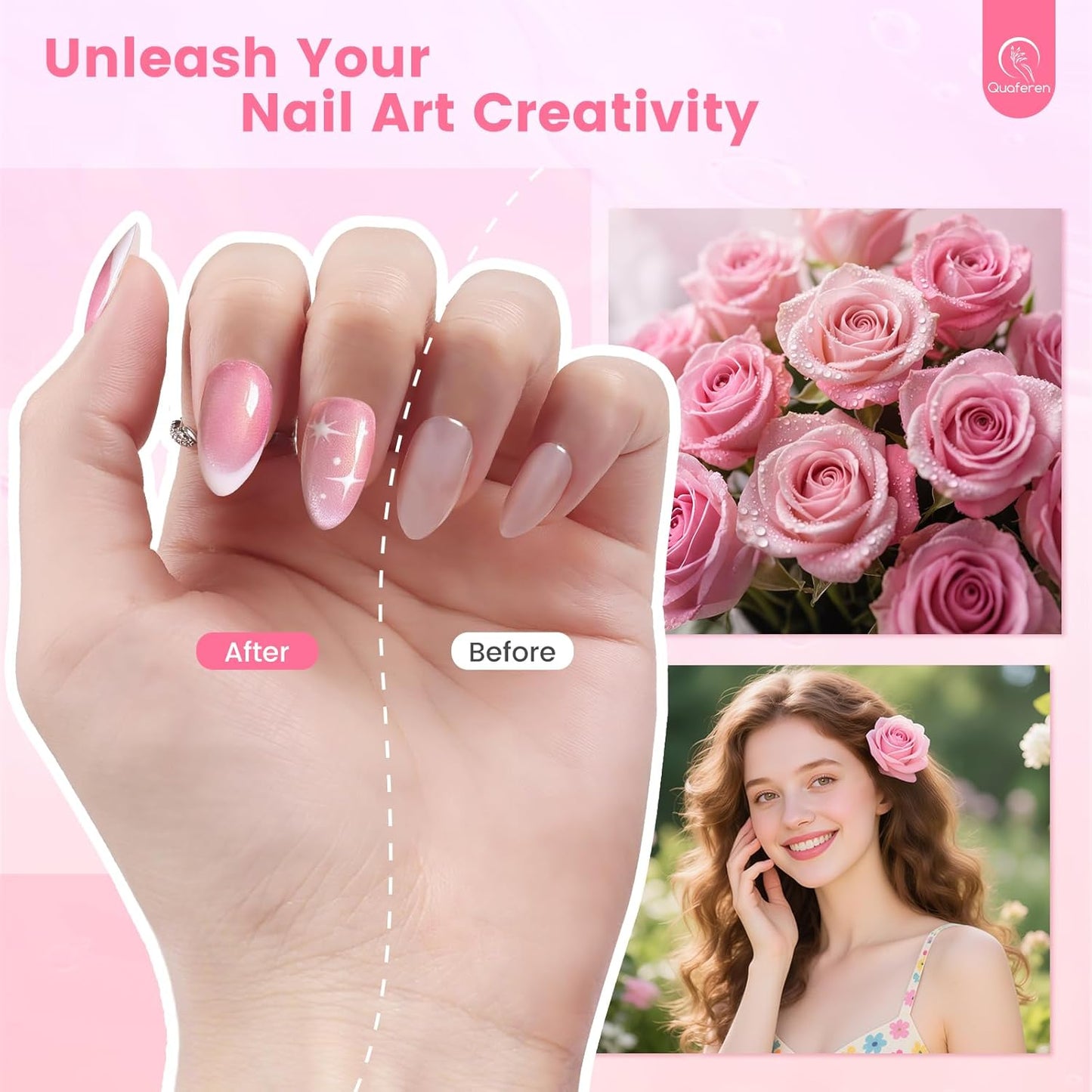 Quaferen Nail Brushes for Nail Art 39PCS Nail Brush Tools Set with Nail Stand Holder 2-in-1 Nail Art Palette Professional Acrylic Nail Brushes Kit for Beginners Home Salon