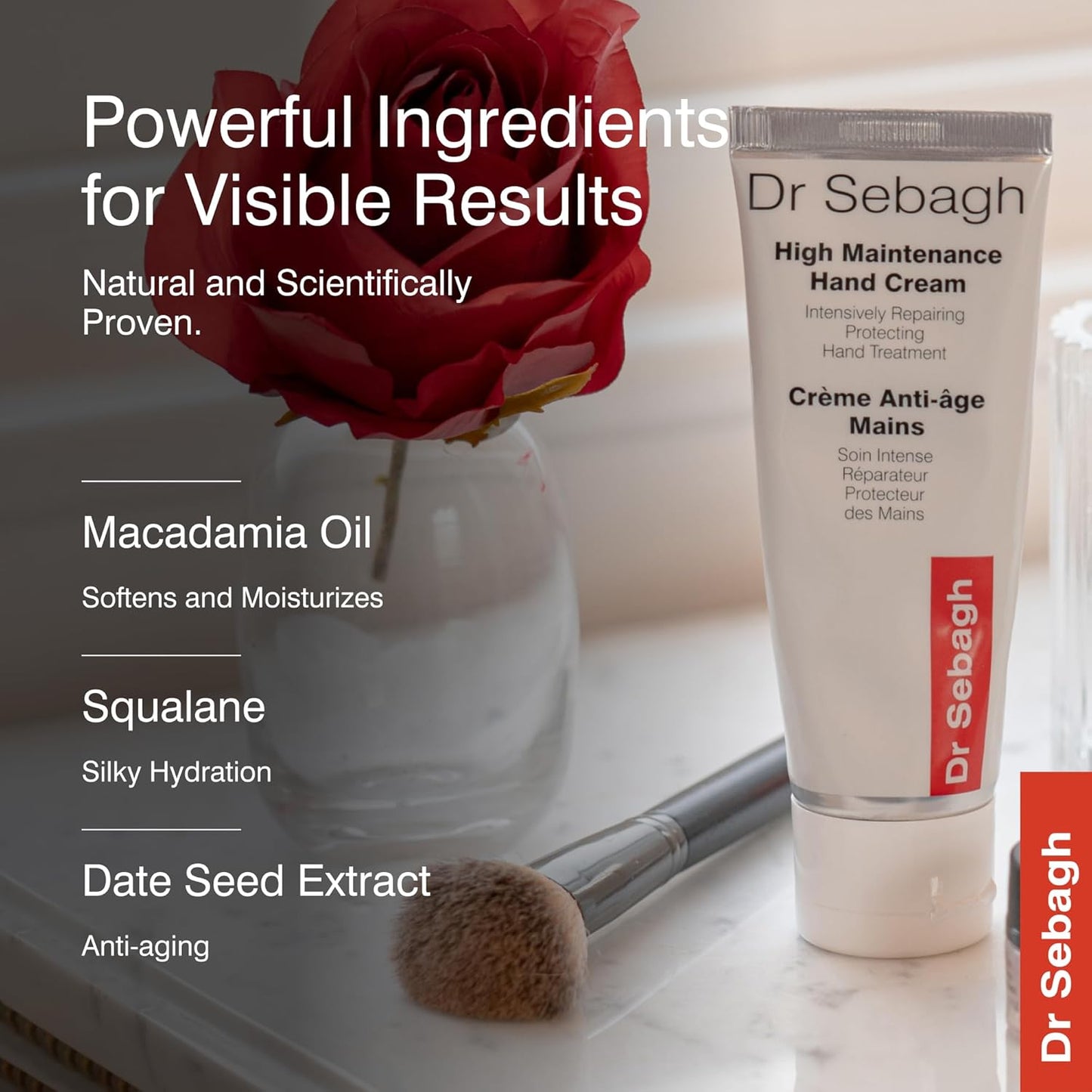 Dr Sebagh High Maintainance Hand Cream - (2.6 fl.oz) | Non Greasy Moisturizer | Protects Dry, & Cracked Hands | Hydrating & Moisturizing Lotion for Aging Hands | Quickly Absorbed | Silky Finish