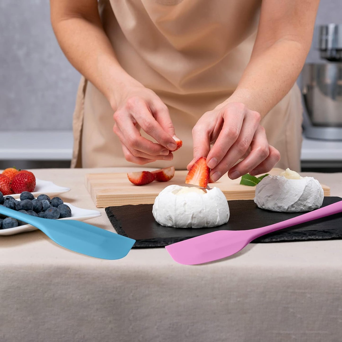 Irenare 24 Pcs Silicone Spatulas 11 Inch Large Rubber Spatulas Heat Resistant Non Stick Flexible Scrapers Baking Mixing Tool Cookware Dishwasher Safe, 6 Colors