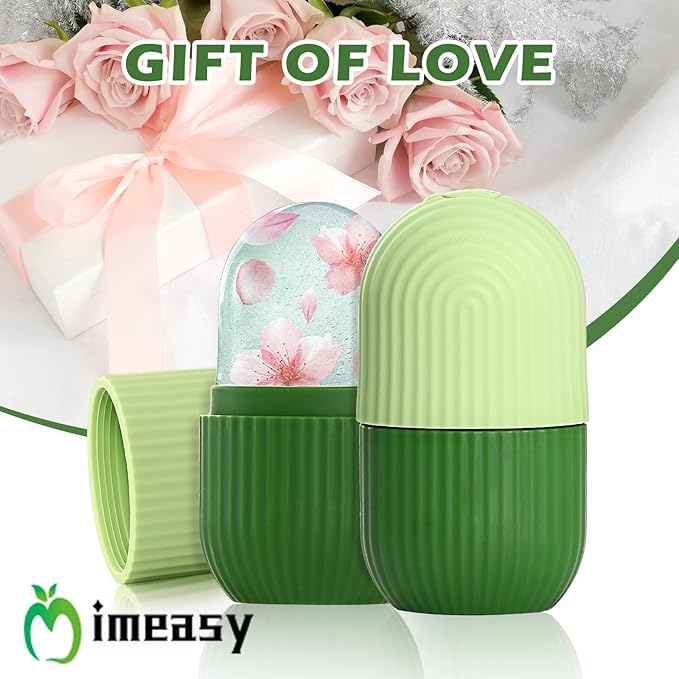 Facial Ice Roller, Face and Eye Massage Tool, Silicone Ice Mold, Gua Sha, Green