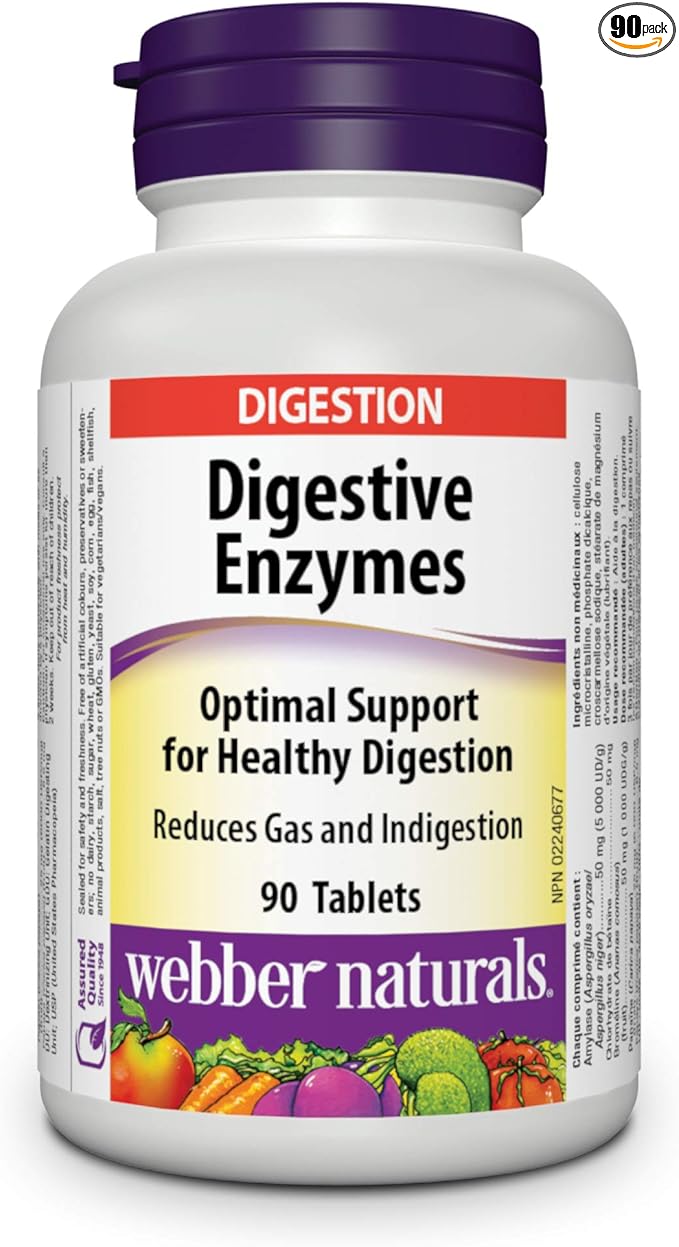 Webber Naturals Digestive Enzymes for Proteins 90 Tablets