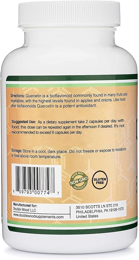Quercetin with Bromelain - 120 Count (1,200mg Servings) Immune Health Capsules - Supports Healthy Immune Functions in Men and Women (Vegan Safe, Third Party Tested, Gluten Free) by Double Wood