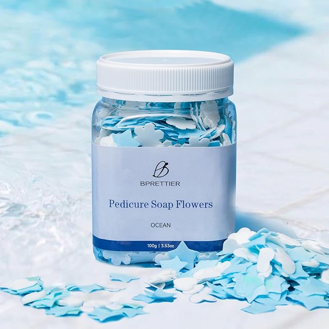 Foot Soak Flower Soap Sheets Pedicure Foot Soaks for Softens Calluses Moisturizing Relaxing Feet Pedi Party, Birthdays, Sleepovers Use (Ocean)