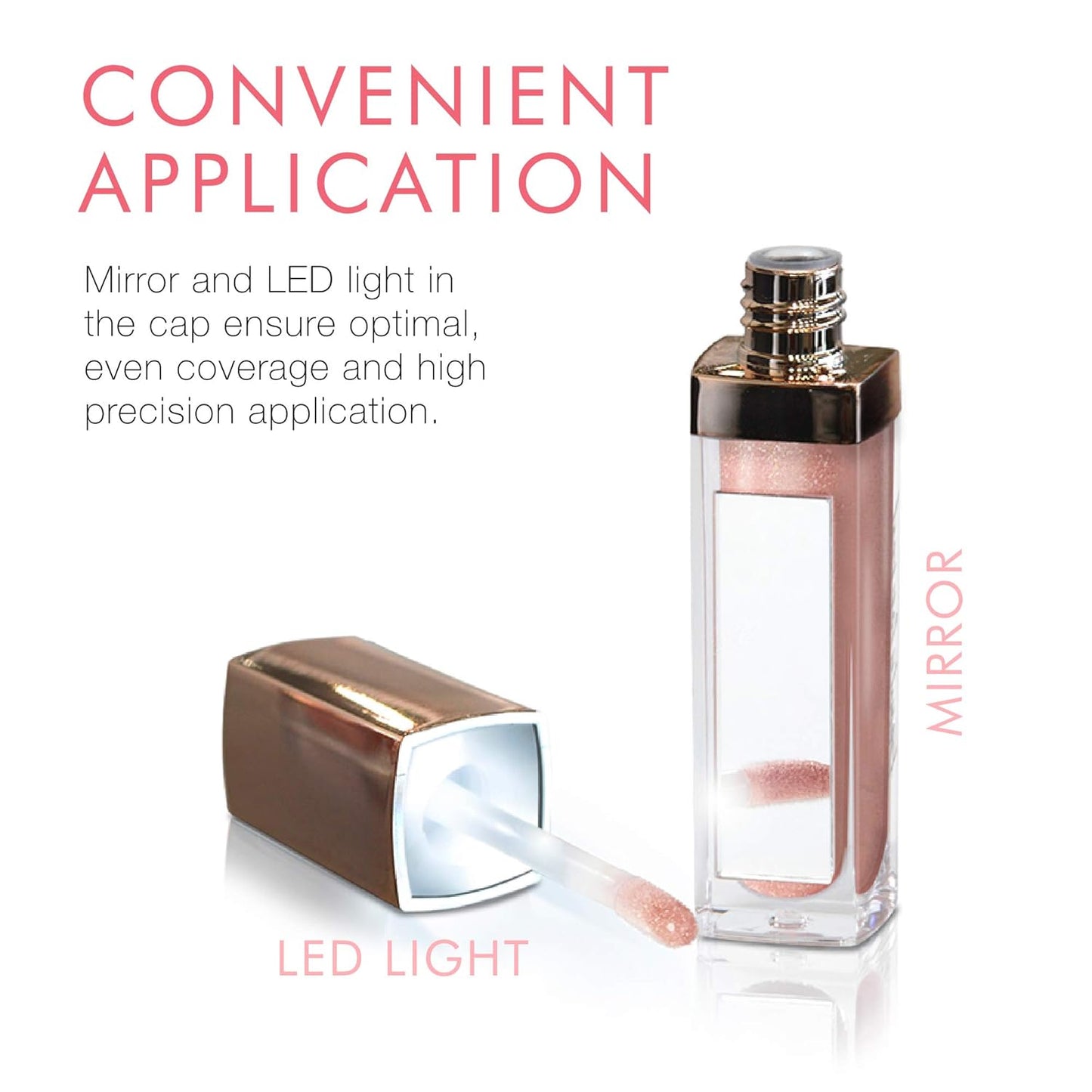 Beauty For Real Lip Gloss + Shine, Starlust - Champagne Pink Metallic - Non-Sticky Plumping & Hydrating Gloss - Light & Mirror In Cap - Contains Marine Collagen - 0.15 fl oz