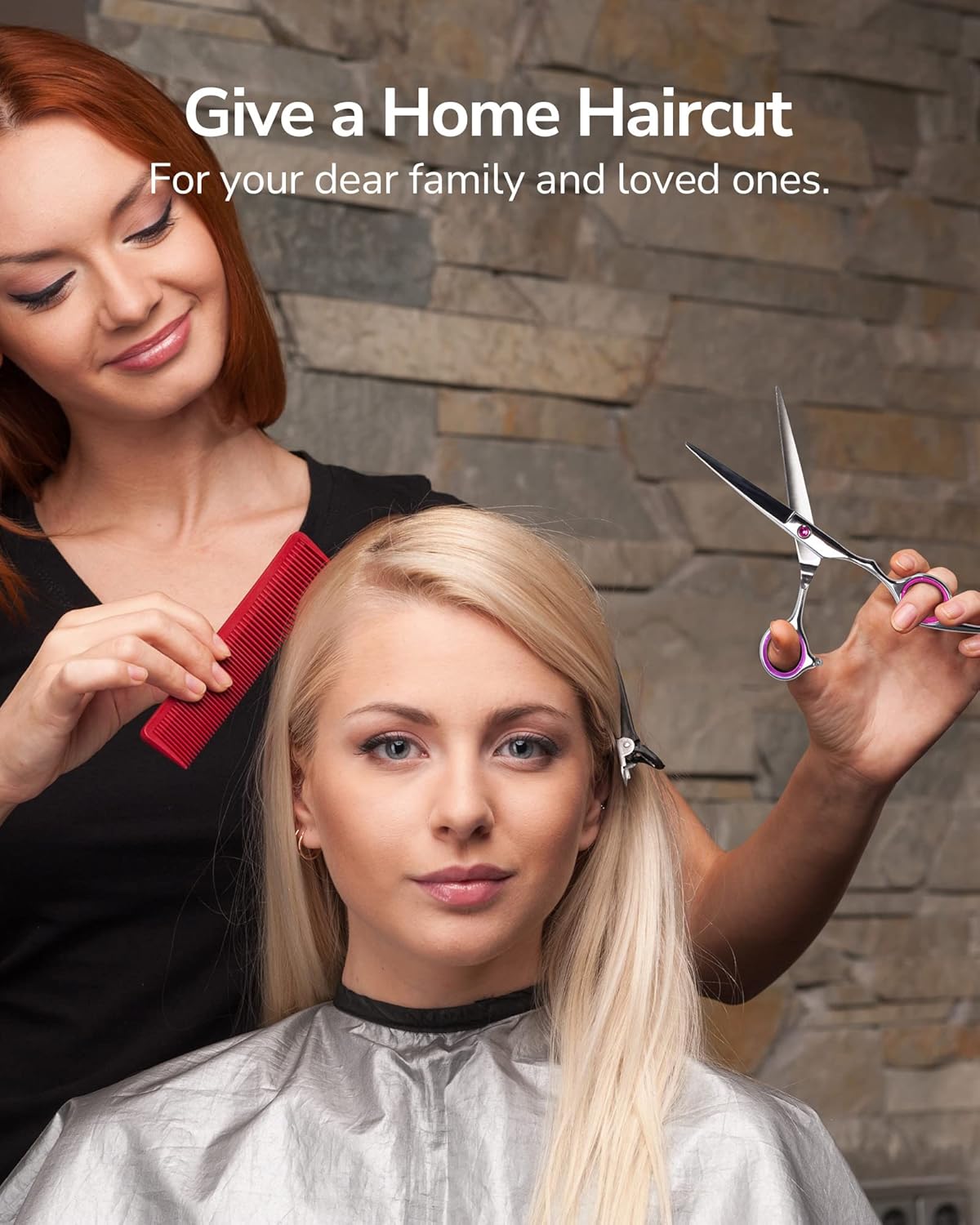 Hair Cutting Scissors, ULG Professional Hair Scissors 6.5 inch Right-Hand Razor Edge Barber Shears Salon Hair Cutting Shears Made of Japanese Stainless Steel, Hand Sharpened Pink