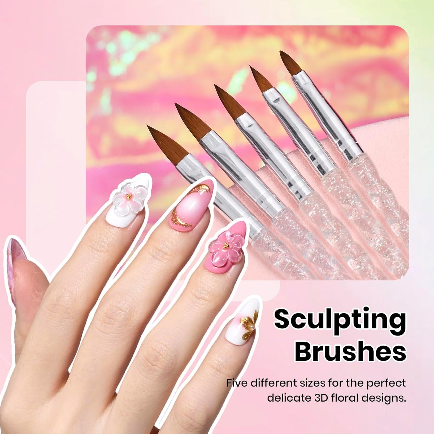 Beetles Nail Art Brushes 25pcs - Confetti Nail Art Pens Daul Ended Dotting Tools Striping Liner Brushes for Nails 3D Flower Sculpting Tools with Palette Brush Holder DIY Home Salon Manicure Design Set